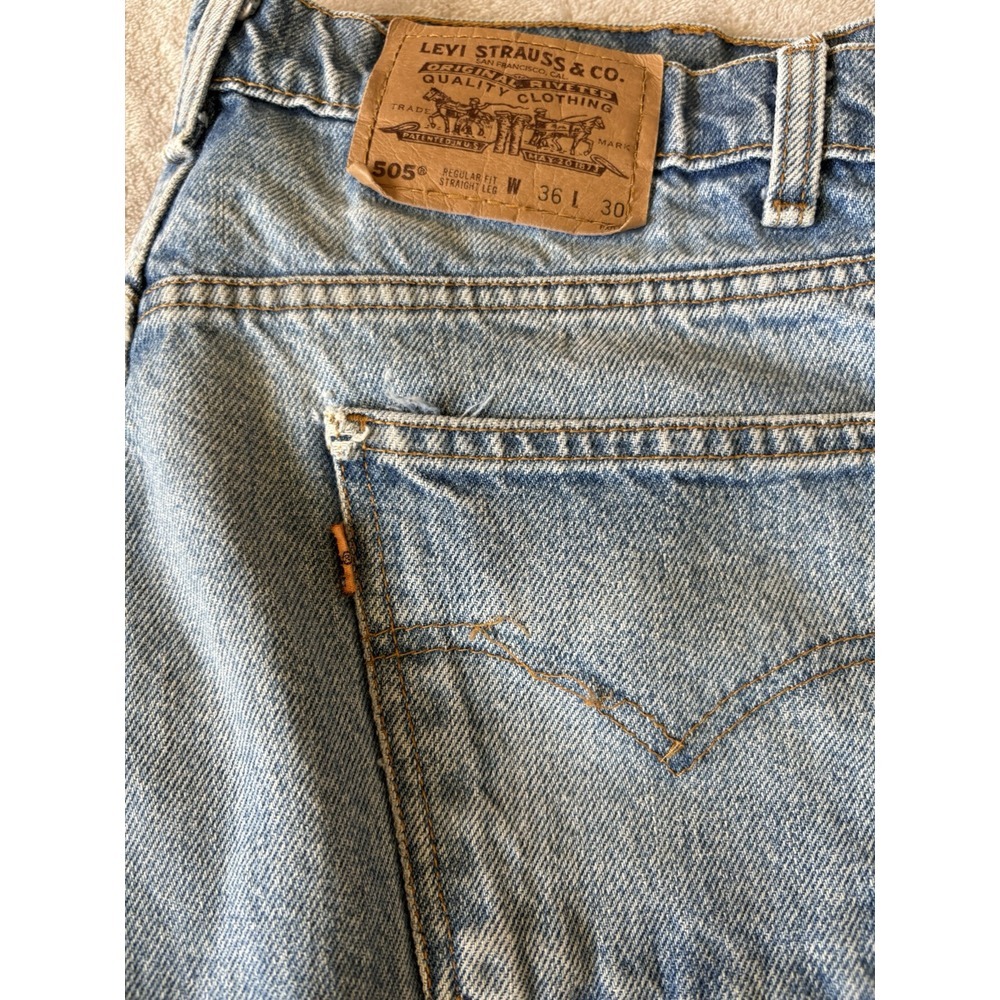 Vintage‎ Levis 505 Men's 36x30 Orange Tab Jeans Regular Straight - Picture 10 of 10